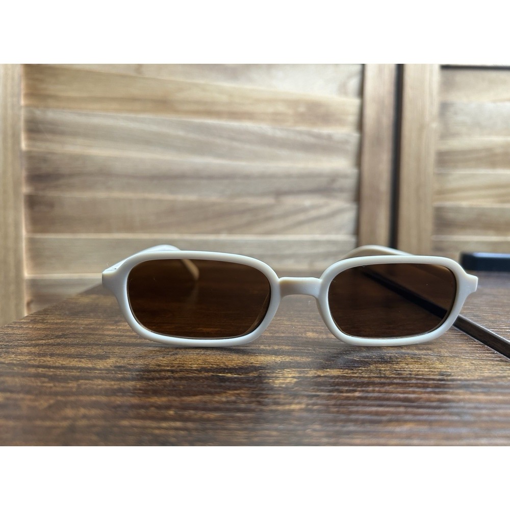 White Oversized Oval Sunglasses Brown Lenses Retro Fashion UV Protection Unisex